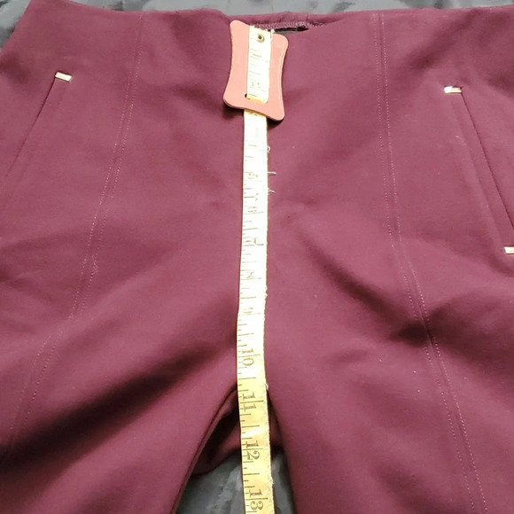 Like New Chico's Womens Stretch Pants Burgundy with Gold Accents Stretch Waist - Picture 5 of 11